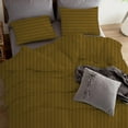 thumbnail image 2 of 3 Pcs Duvet Cover Set 100% Egyptian Cotton 1000 Thread Count with Zipper Closure & Corner Ties - Oversized Queen Size (98" x 98") Inch, Taupe Stripe, 2 of 5