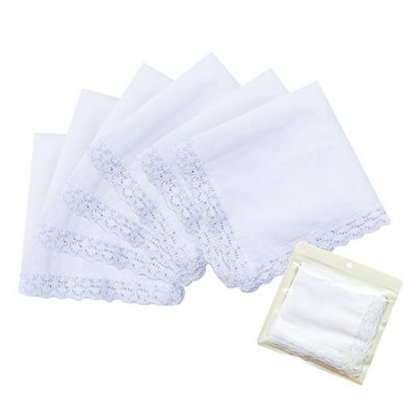 6 Pcs Gift Set Womens Lace Wedding 100% Cotton Handkerchiefs...