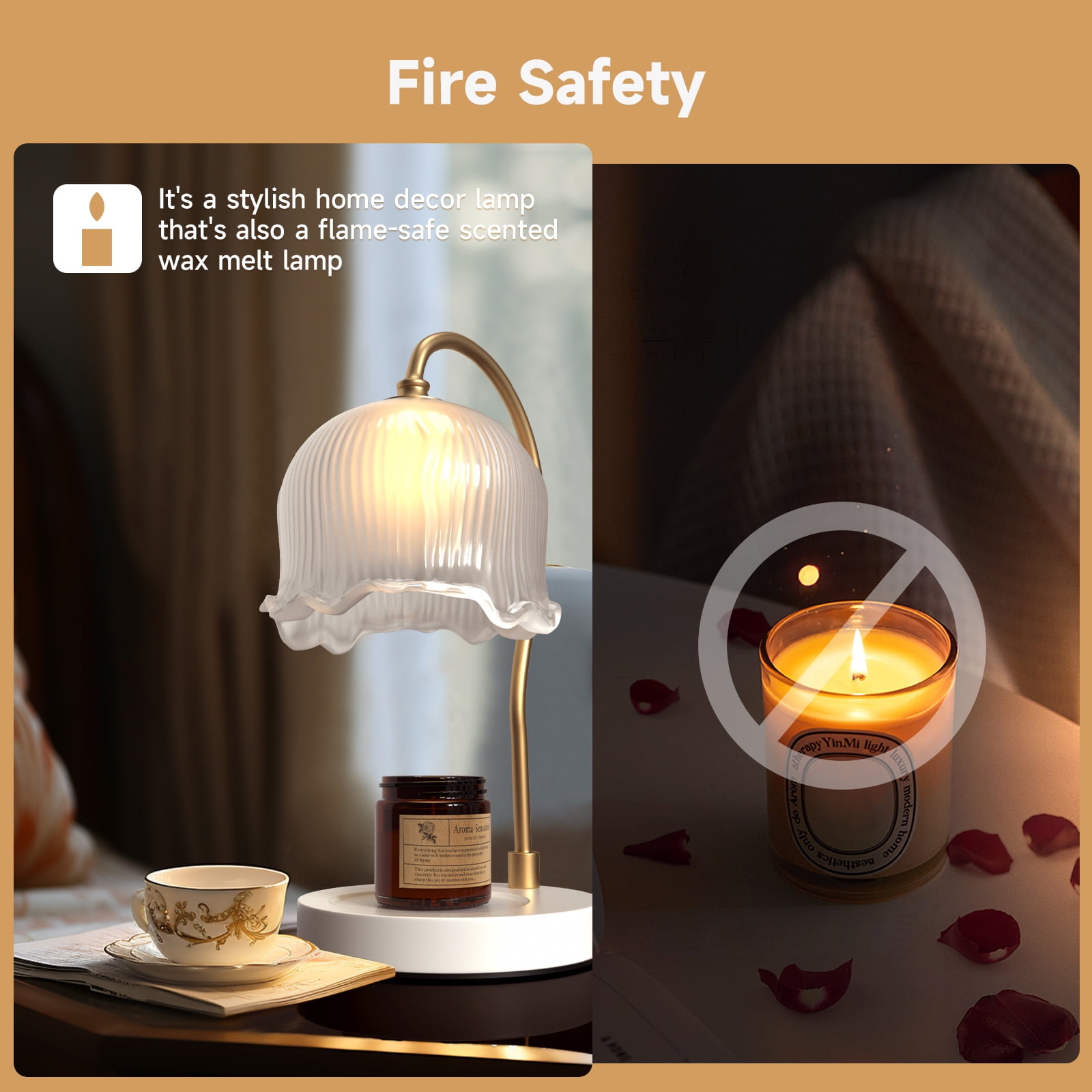 TOPTENG Candle Warmer Lamp, Dimmable Lantern with Timer, Wax Melt for Scented Candles, Compatible with Small & Large Jar, with 2 Light Bulbs Flower