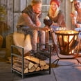 thumbnail image 4 of Gymax Firewood Rack Fireplace Log Holder Wood Steel Stove Bracket Stacking Rack, 4 of 9