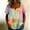 A819 Orange, variant on Womens Abstract Geometric Pattern Shirts Square Neck Short Sleeve Button Up Henley Tops Casual Summer Color Block Loose Fit Daily Wear Aesthetic Blouses