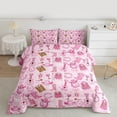 thumbnail image 2 of jejeloiu Pink Music Guitar Full Size Comforter Sets,Western Cowgirl Disco Ball Bedding Sets For Women Reversible 3pcs, 2 of 8