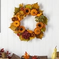 thumbnail image 3 of 22in. Autumn Hydrangea, Pumpkin and Sunflower Artificial Fall Wreath, 3 of 4