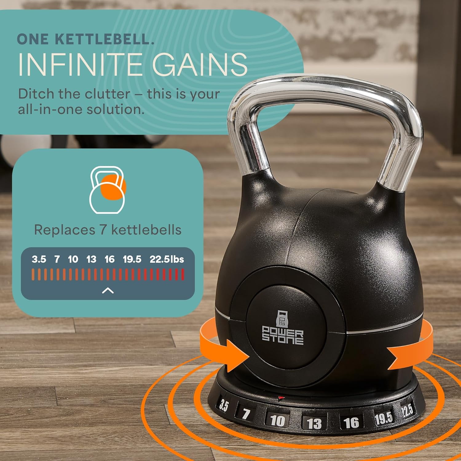 LifePro Adjustable Kettlebell – 7-in-1 Rep Adjustable Kettle Bell Adjustable Weight Set for Men & Women – Compact Home & Gym Strength Training Kettlebells