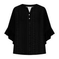 thumbnail image 3 of Short Sleeve Shirts for Women Spring Fashion Clothing Bell Loose Fit Clothes Comfortable Ladies Tops And Blouses Black, 3 of 5