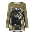 thumbnail image 4 of Blusa de manga larga con cuello redondo para mujer, camisetas informales con estampado de animales Pompotops FGAJ832, 4 of 5