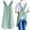01- Women's Mint Green, variant on DOVACKA Japanese Cotton Linen Cross Back Cooking Apron for Women Men with Pockets Cute for Baking Kitchen