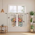 thumbnail image 2 of Farmhouse Flowers Kitchen Curtain for Berdoom Living Room Cafe 45 Inch Length, Spring Watercolor Floral Leaf on Linen Tiers Curtains Light Filtering Drapes Window Treatment 2 Panels 52"Wx45"L, 2 of 8