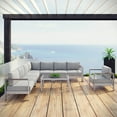 thumbnail image 2 of Modway Shore 7 Piece Outdoor Patio Aluminum Sectional Sofa Set in Silver Gray, 2 of 8