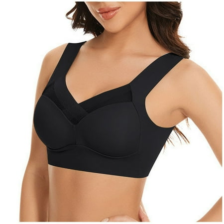 GERsome Womens 3 Pack Assorted Color Seamless Wireless Bras No Underwire Comfortable Deep V Mesh Bralettes Push Up Bras Full Coverage Everyday Bra
