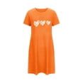 thumbnail image 4 of Womens Nightgown Short Sleeve Crewneck Printed Sleepwear Oversized Loose Dress Pajamas Cozy Elegant Casual Nightgowns for Women Orange XXL, 4 of 6