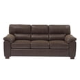 thumbnail image 2 of JERFIT 84" Vintage Tufted Sofa Couch, 3-Seater Leather Loveseat with Rolled Arms and Wooden Legs for Living Room, Dark Brown, 2 of 7
