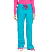 Med Couture Women's Signature Drawstring Straight Scrub Pant, Turq Delight/Tango Pink, X-Large