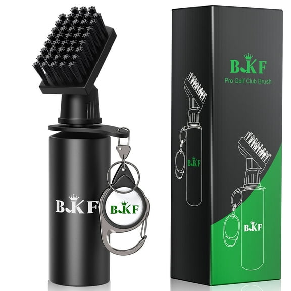 BKF Pro Golf Club Cleaner Brush with Retainer Clip & 4oz Water Bottle – Leakproof for Clubs, Balls, Shoes