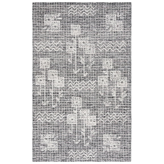 SAFAVIEH Metro Yolonda Distressed Area Rug, Black/Ivory, 4' x 6'
