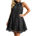 thumbnail image 2 of ClodeEU Women's Halter Neck Lace Mini Dress,Sleeveless A Line Flare Cocktail Dress Black,Women's Plus M, 2 of 8