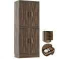 thumbnail image 5 of iSunirm 71" Tall Kitchen Pantry Storage Cabinet with Drawer, 4 Doors and 4 Adjustable Shelves, Freestanding Wood Farmhouse Pantry Cabinet for Kitchen, Dining Room, Pantry, 5 of 8