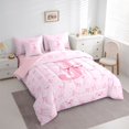 thumbnail image 2 of Erosebridal Pink Bow Personalized Initial J Bedding Comforter Set 7-Piece For Kids,Girls Teens Dreamy Princess Bowknot King Bedding Sets,Pink Reversible, 2 of 6