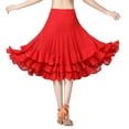 thumbnail image 6 of Ballroom Waltz Dance Swing Skirt Modern Tango Training Dress Costume Red C Red, 6 of 8