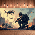 thumbnail image 7 of LUUFILx Military Action Backdrop Banner for Event Decor or Game Room Tactical Warfare Background Photography Props Adventure Theme Display Wall Art, 7 of 7