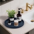 thumbnail image 2 of Silicone Bathroom Tray Round Kitchen Counter Organizer Decorative Vanity Accessories Coffee Table Decor for Perfume, Candle, Soap Dish, 12 Inch, Dark Blue, 2 of 13