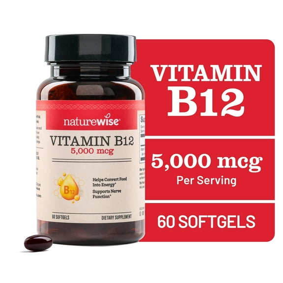 NatureWise Vitamin B12 5000 mcg - Extra Strength - Non-GMO - 60 Softgels[60-Day Supply]