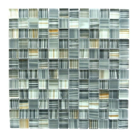Abolos- Handicraft 1" x 1" Glass Mosaic Tile in Ash Gray (4.9sqft / 5pc Box)