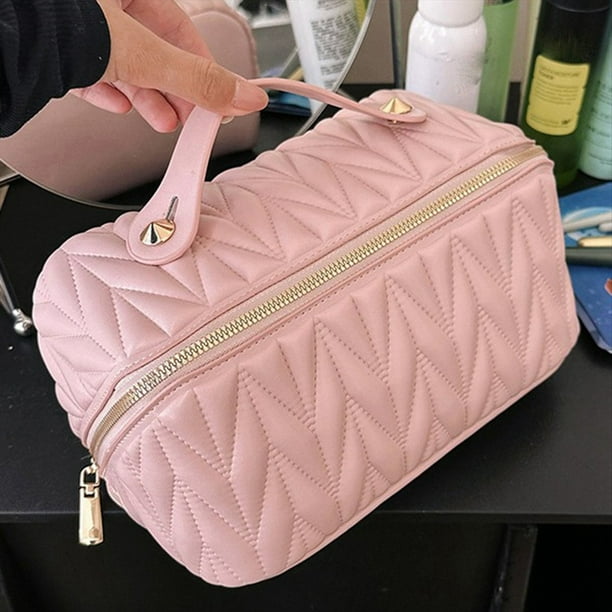Bolsa de Maquillaje de Viaje de , Bolsa de Aseo de Gran Capacidad, Organizador para Mujer con Bolsillo Interior Impermeable, Rosa