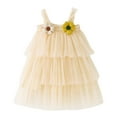 thumbnail image 1 of MEZZALL Robe de Fête Sans Manches à Fleurs pour Filles, Robe de Danse, Robe d'Été Confortable, Beige, 2-3 Ans, 1 of 6