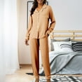 thumbnail image 2 of Soft Pajama Set for Women Long Sleeve Button Down Loungewear Two Piece Set with Pocket Pants, 2 of 9