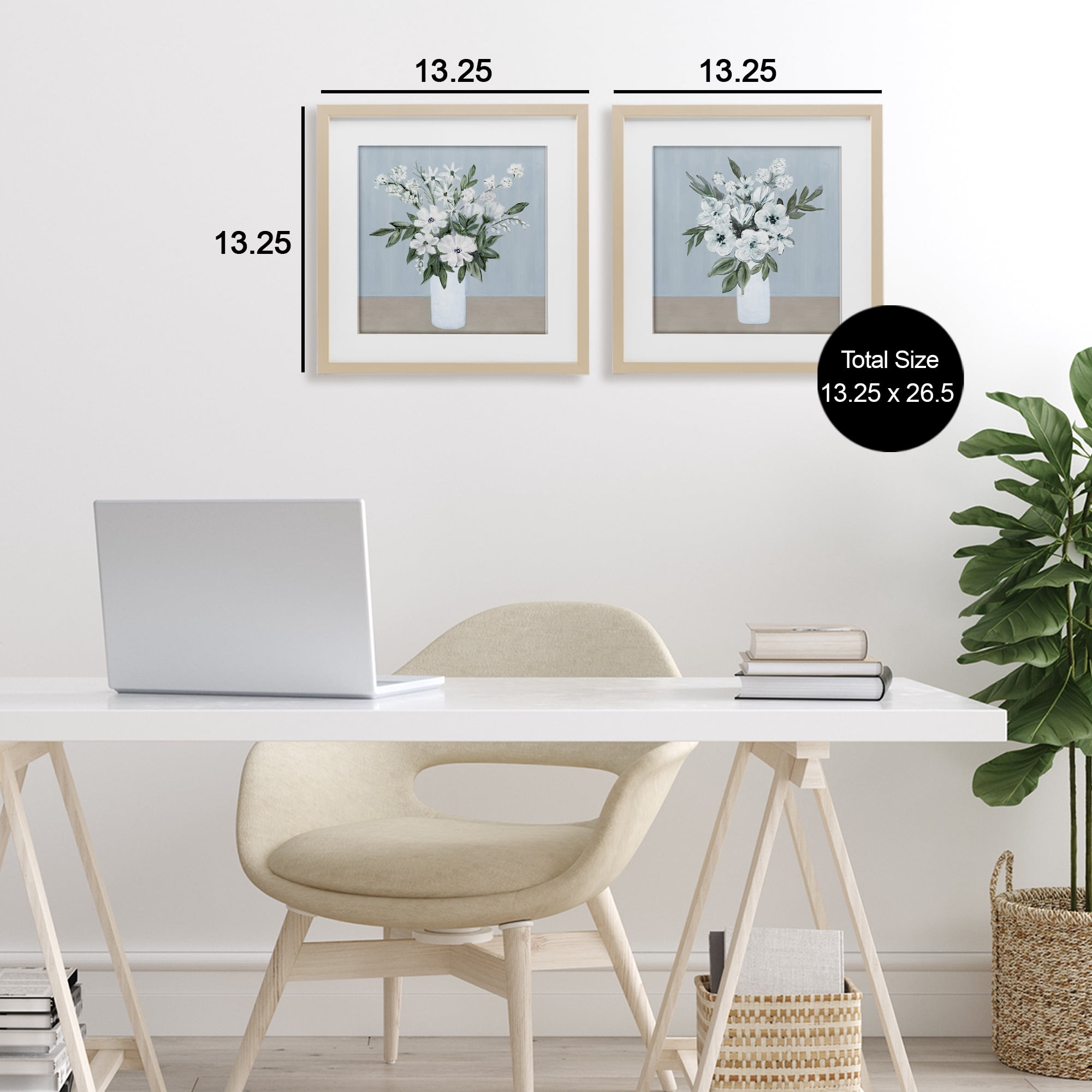 Stupell Industries Mixed White Blossoms 2 Piece Birch Framed Print Under Glass Set, design by Marilyn Dunlap