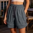 thumbnail image 7 of Plus Size Women's Nylon High Waisted Elastic Drawstring Workout Shorts with Pockets, Running Gym Hiking Casual Summer, Womens Athletic Shorts | UKHCCC,Gray 3XL, 7 of 7