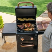 Permasteel 2-Burner Compact Propane Gas Grill with Foldable Sides, Black with Copper Accent