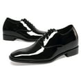 thumbnail image 3 of CMR CHAMARIPA Black Glossy Elevator Tuxedo Shoes Patent Leather High Increase Shoes 2.76 Inches / 7 CM, 3 of 6