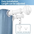 thumbnail image 2 of Urbanest Adjustable Double Curtain Rod Set Door Knob Flat Button Finials – 1″ Front & 3/4 Back Rod With Glossy White Rod, 84–120 Inches, 2 of 6