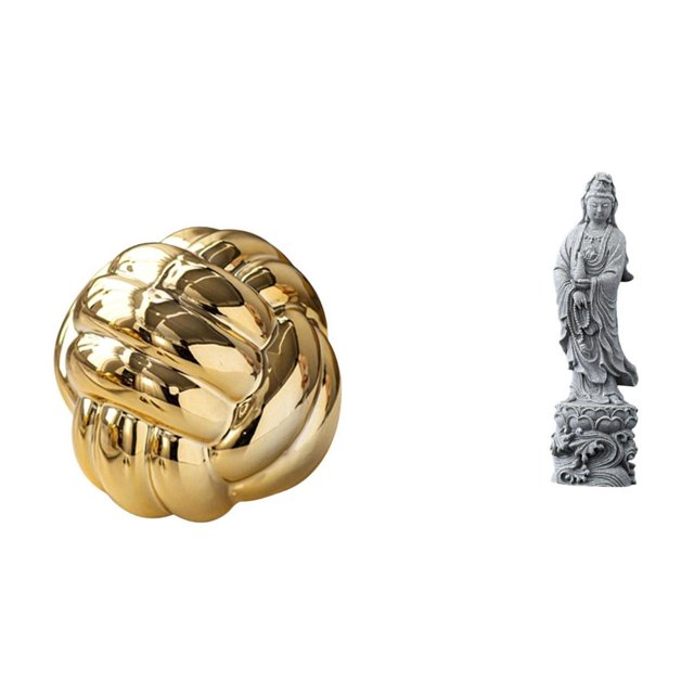 Figura de cerámica,Figura de cerámica con forma de bola de hilo y nudo,Escultura estética para oficina,estantería,decoración del hogar,Estatua de Guan Yin,Estatua de Guan Yin para