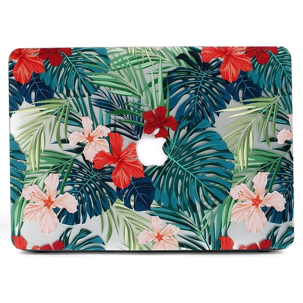 Funda dura izÜg compatible con MacBook AIR 13 M3 A3113 M2 A2681 Flores roja