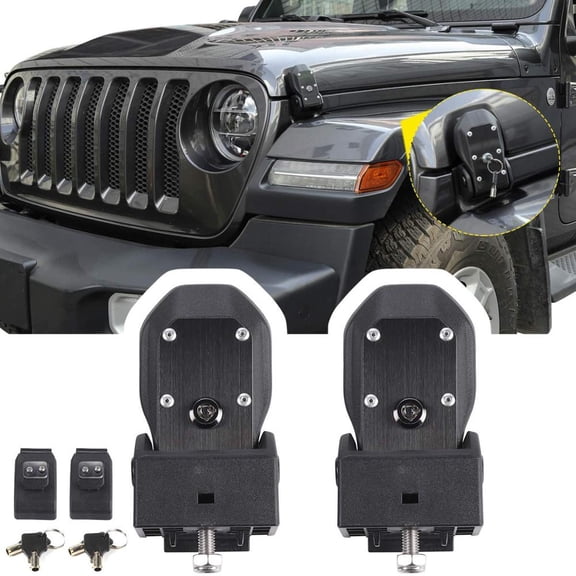 Jl with Key-Car Engine Hood Latch, Hood Latch, Key Lock Accessories, Jeep Gladiator JT 2018 , Jeep Wrangler JL 2018 