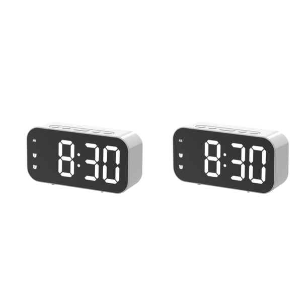 Matsuzay Reloj despertador digital Relojes electrónicos Ajustable 12 / 24H Alarmas duales Decoración para el hogar Reloj de Botón Blanco 2piezas