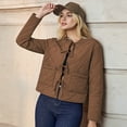 thumbnail image 5 of ieFashion Women's Winter Casual Quilted Jackets Long Sleeve Jacket with Pockets Outerwear Coats,Coffee, S, 5 of 9