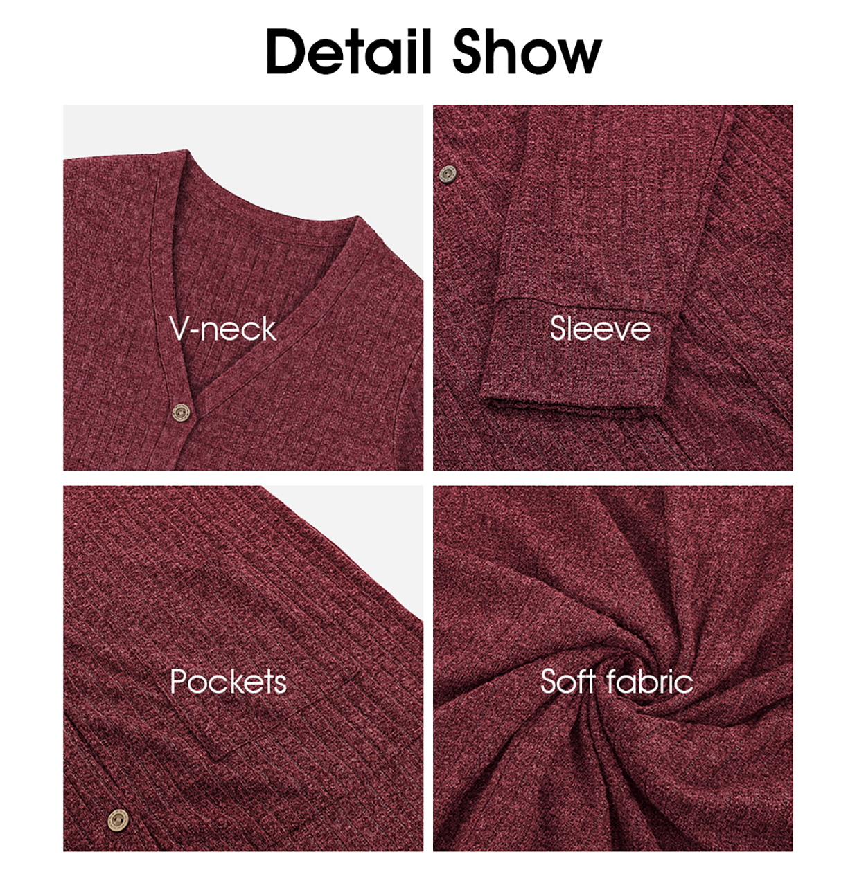 Cueply Women's Plus Size Cardigan Sweater, V-Neck photo 6