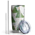 thumbnail image 2 of 20oz Tumblers White Christmas Watercolor Tree Pattern Stainless Steel Vacuum Insulated Double Wall Travel Tumbler Cups Mug with Lid and Straw,Cleaning Brush for Cold & Hot Drinks, 2 of 7