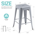 thumbnail image 2 of 24" Metal Bar Stools Set of 4, Counter Height Stackable Backless Stools, Square Seat, Up to 300 lbs Weight Capacity, Indoor Outdoor Use ( Grey ), 2 of 8