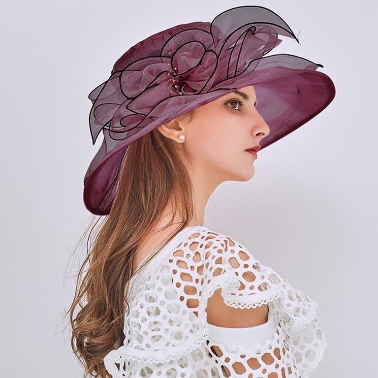 Pxiakgy Women's Kentucky Derby Church Dress Hat Floral Organza Hat Bridal Tea Party Wedding Hat Girls Church Cap Hats Large Ladies Fedoras Hat For Pxiakgy Women's Kentucky Derby Church Dress Hat Floral Organza Hat Bridal Tea Party Wedding Hat Girls Church Cap Hats Large Ladies Fedoras Hat For