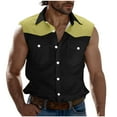thumbnail image 3 of Under $10 Yteetum Mens Tank Top Sleeveless Button Down Shirts Summer Patchwork Workout Casual Tank Top Colorblock Vacation Turndown Collar Beach Vest with Pocket, 3 of 6
