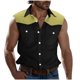 thumbnail image 1 of Camisas de Cuello para Hombres Moda Casual Patchwork Turndown Bolsillos sin Mangas Tanque Deportivo, Poliéster, 1 of 5