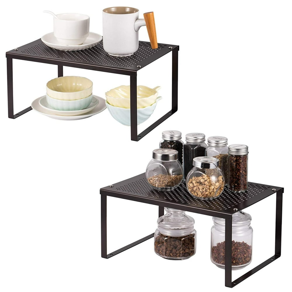 2 Pack Kitchen Cabinet, Expandable and Stackable Counter Shelf
