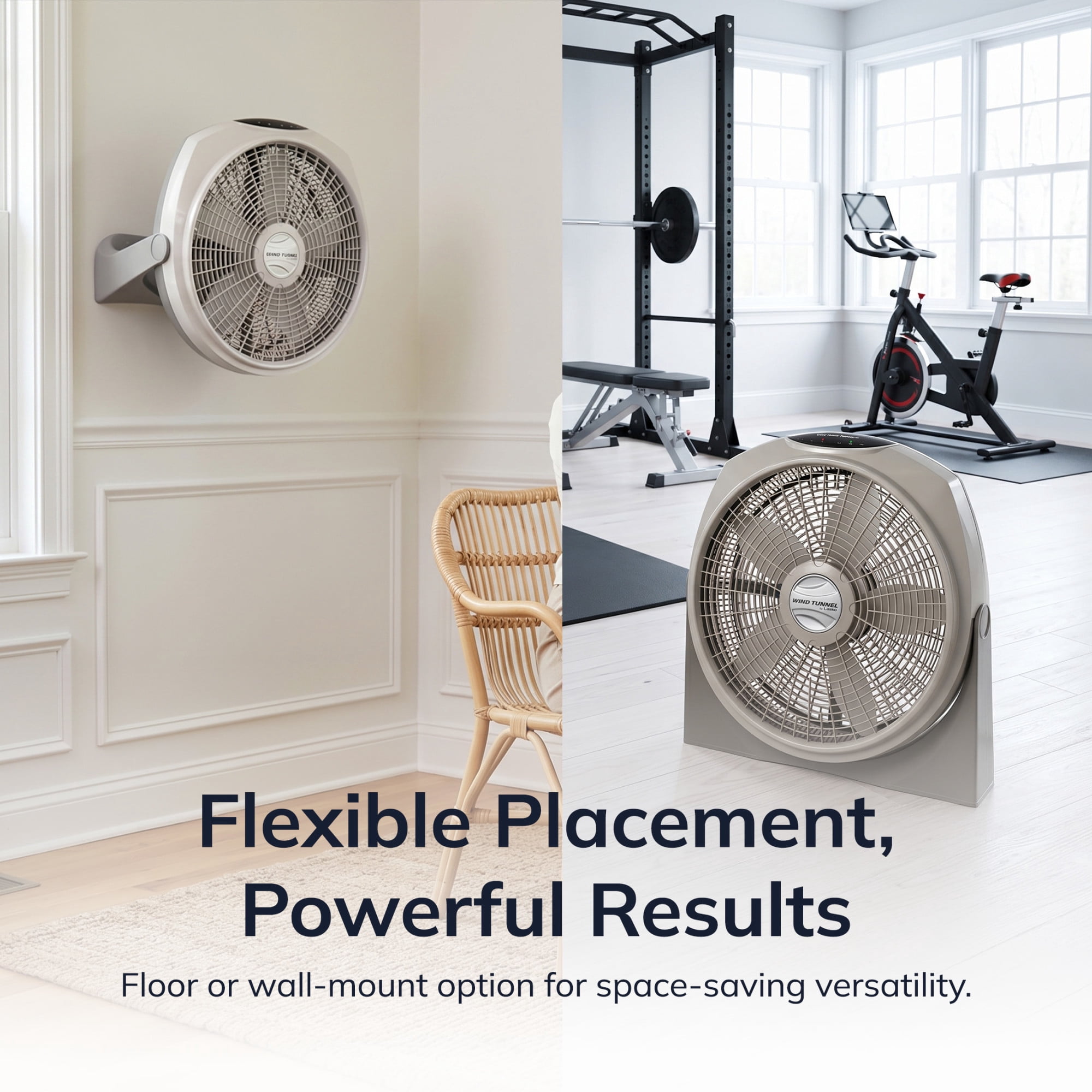 Lasko Wind Tunnel 20" Large Floor Fan with Remote Control, 3 Speeds, Pivoting Fan Head with Wall Mount Option, Gray, A20700
