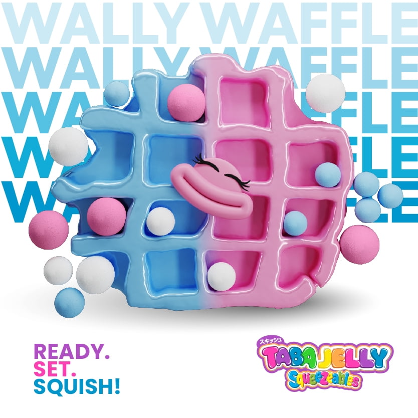 Taba Jelly Squishies Wally Waffle - FuFu Squeeze Stress Relief Toy for Kids & Adults - Stretchy & Sticky Fun Sensory Play with Decorations - Relaxing Fidget Toy for Anxiety Relief & Calming Exercise