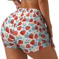 thumbnail image 2 of Wukai Strawberries Print Pack Biker Shorts for Women Yoga Workout Gym Running Scrunch Active Shorts-Small, 2 of 8